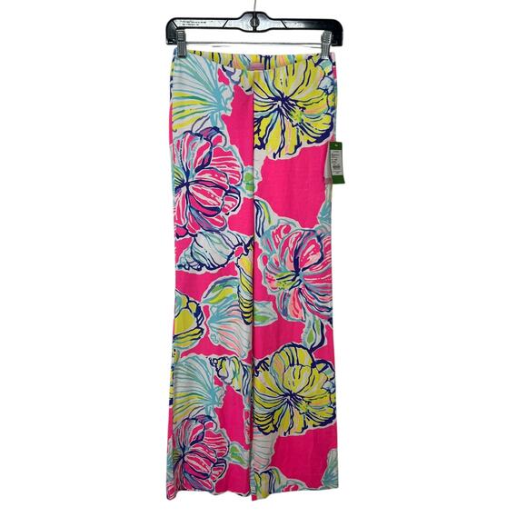 LILLY PULITZER Georgia May Palazzo Swept By The Tides Kir Royal Pink Pants XXS - Picture 2 of 12